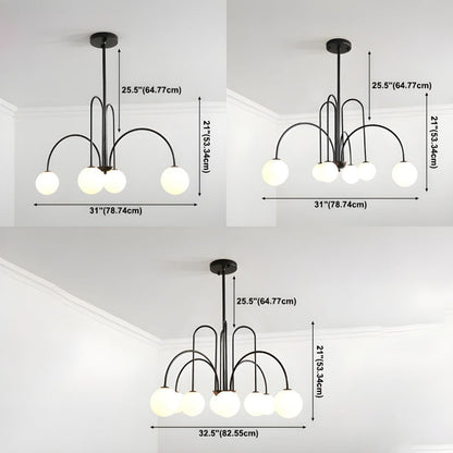 Gooseneck Opal Globe Chandelier