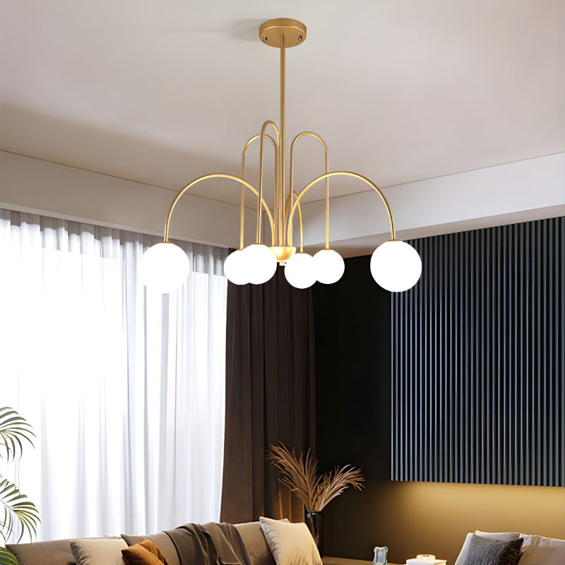 Gooseneck Opal Globe Chandelier
