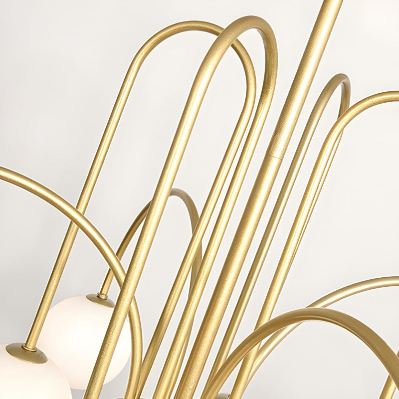 Gooseneck Opal Globe Chandelier