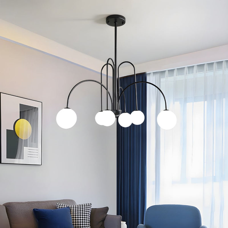 Gooseneck Opal Globe Chandelier