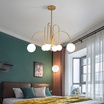 Gooseneck Opal Globe Chandelier