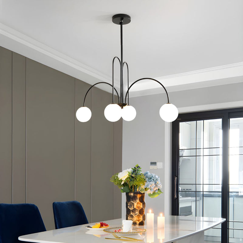 Gooseneck Opal Globe Chandelier