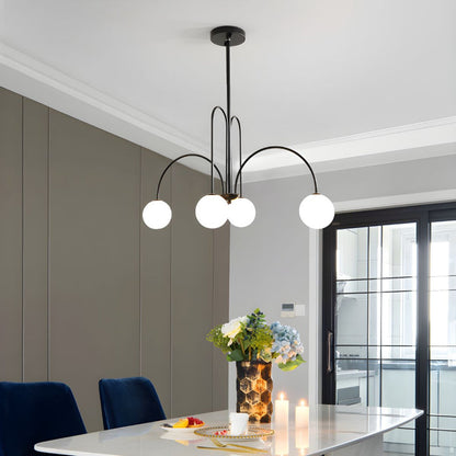 Gooseneck Opal Globe Chandelier