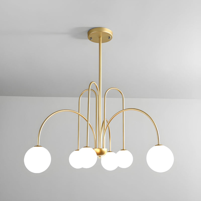 Gooseneck Opal Globe Chandelier