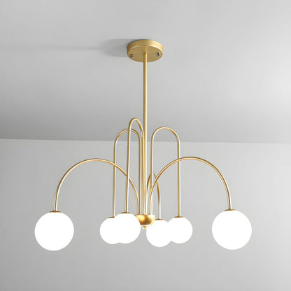 Gooseneck Opal Globe Chandelier