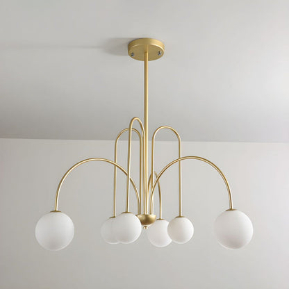Gooseneck Opal Globe Chandelier