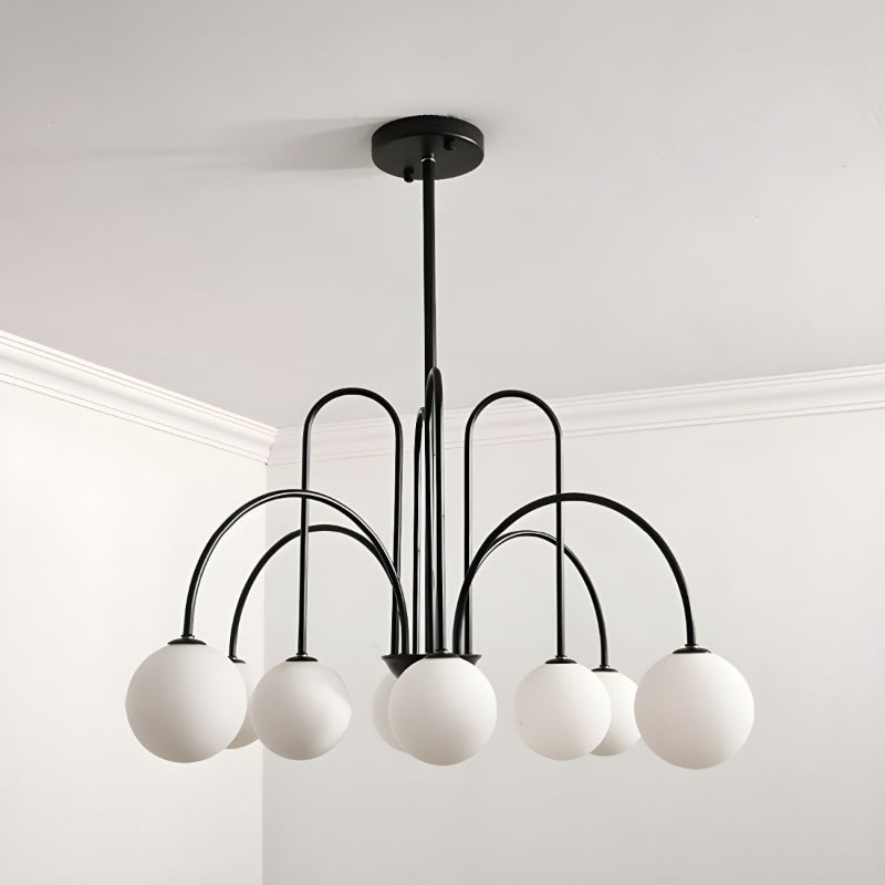 Gooseneck Opal Globe Chandelier