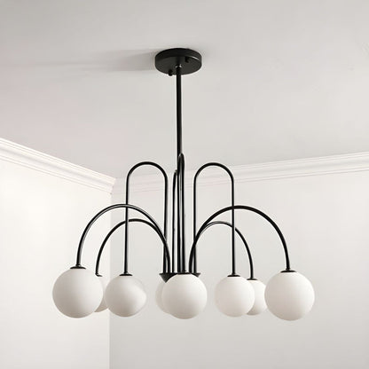 Gooseneck Opal Globe Chandelier