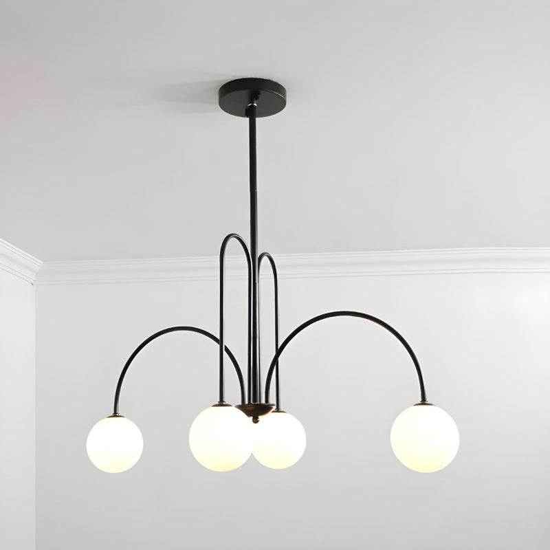 Gooseneck Opal Globe Chandelier