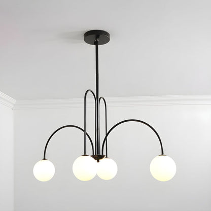 Gooseneck Opal Globe Chandelier