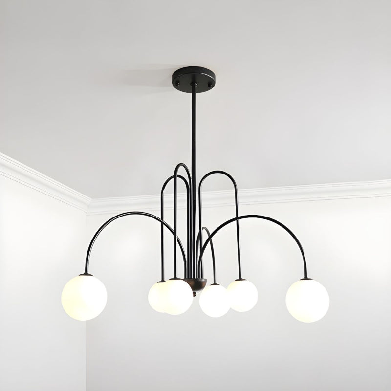 Gooseneck Opal Globe Chandelier