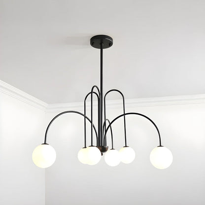 Gooseneck Opal Globe Chandelier