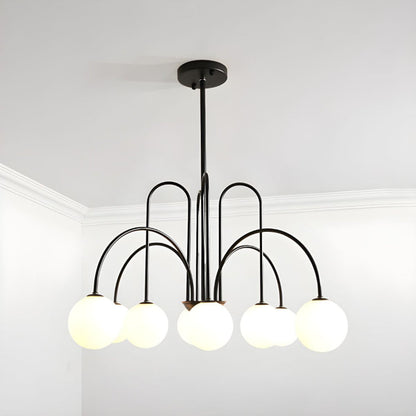 Gooseneck Opal Globe Chandelier