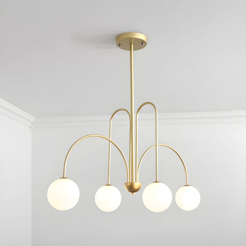 Gooseneck Opal Globe Chandelier