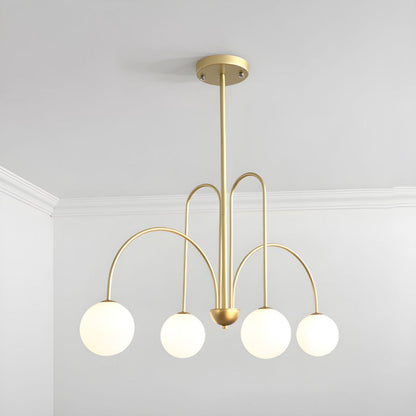 Gooseneck Opal Globe Chandelier