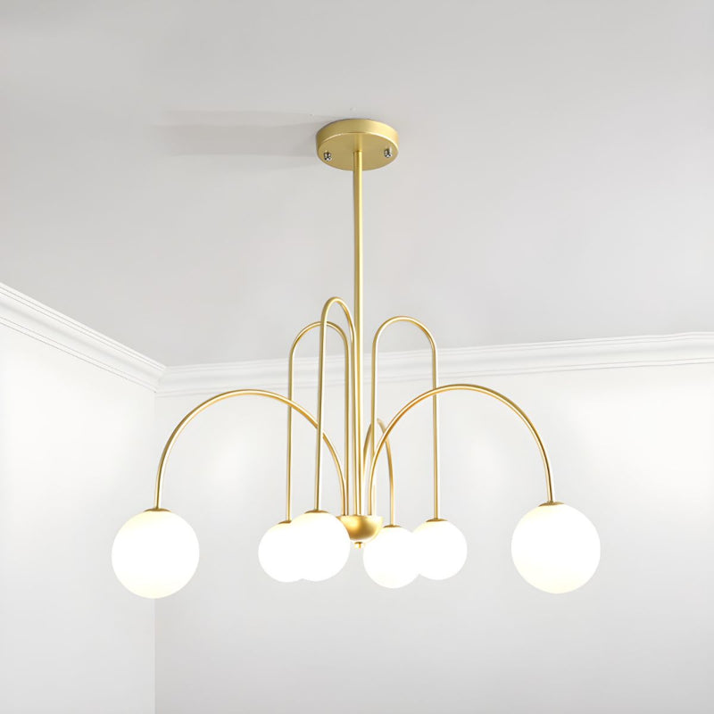 Gooseneck Opal Globe Chandelier