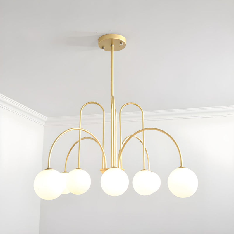 Gooseneck Opal Globe Chandelier