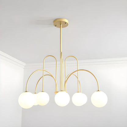 Gooseneck Opal Globe Chandelier