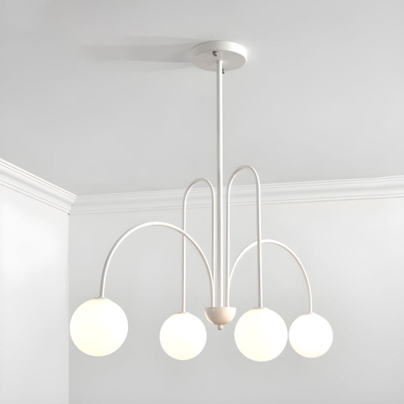 Gooseneck Opal Globe Chandelier