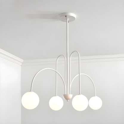 Gooseneck Opal Globe Chandelier