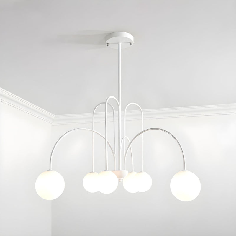 Gooseneck Opal Globe Chandelier
