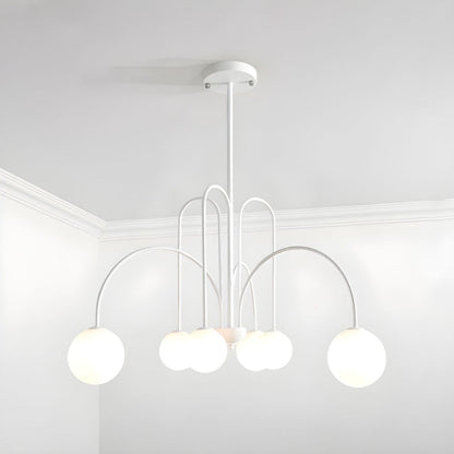 Gooseneck Opal Globe Chandelier