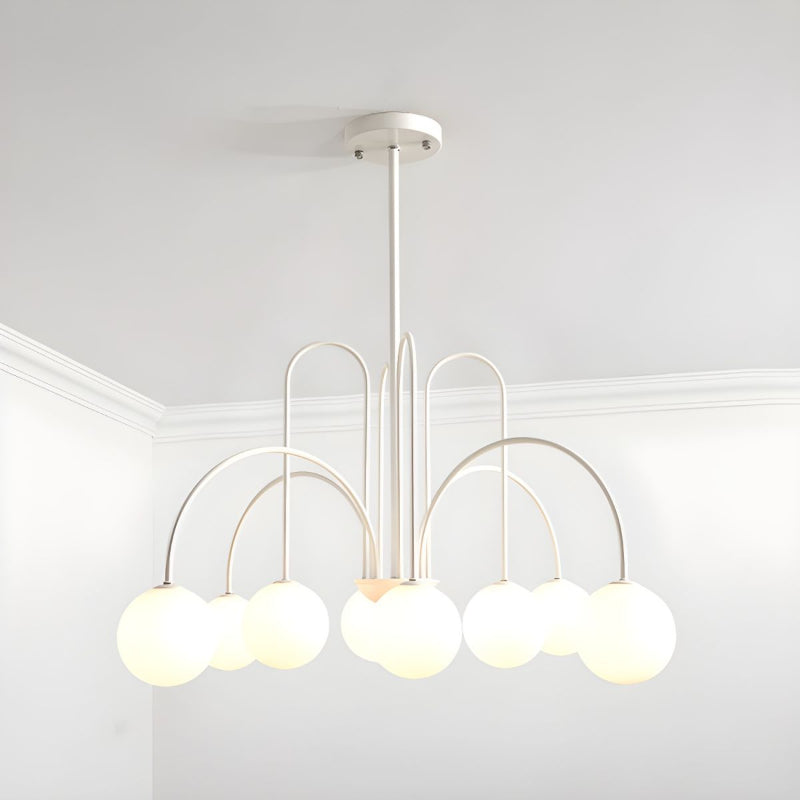 Gooseneck Opal Globe Chandelier