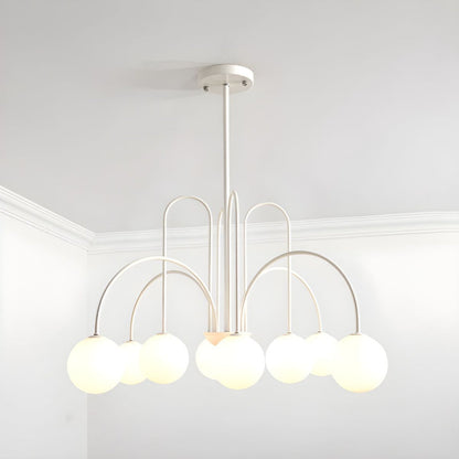 Gooseneck Opal Globe Chandelier