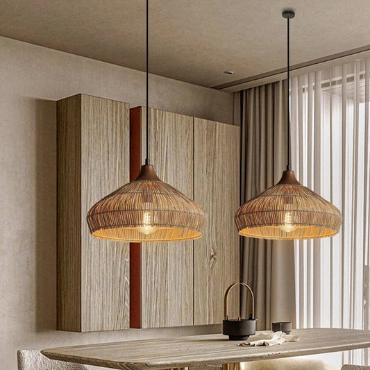 Hand-Woven Rattan Coastal Dome Lamp