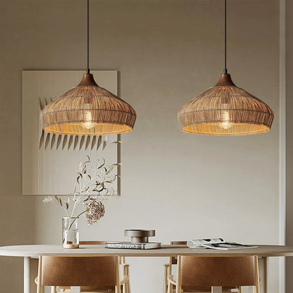 Hand-Woven Rattan Coastal Dome Lamp