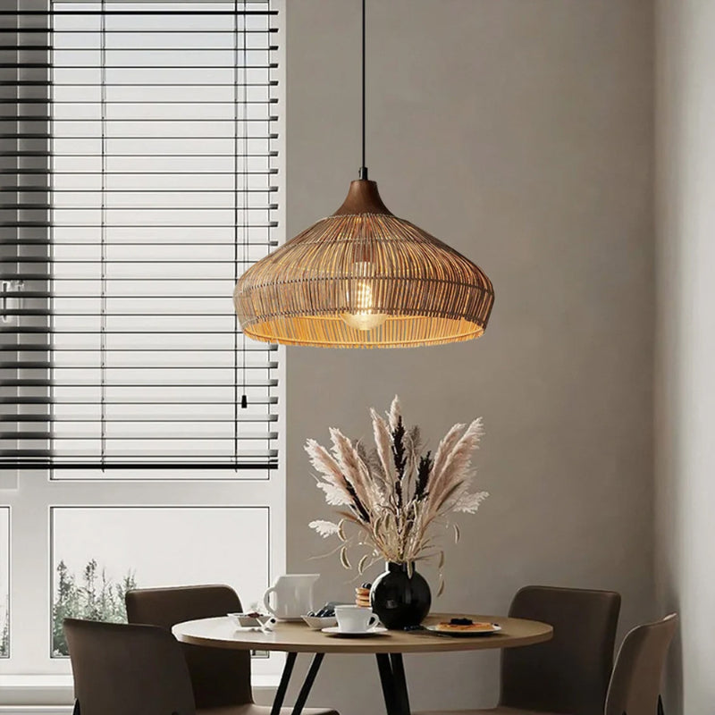 Hand-Woven Rattan Coastal Dome Lamp