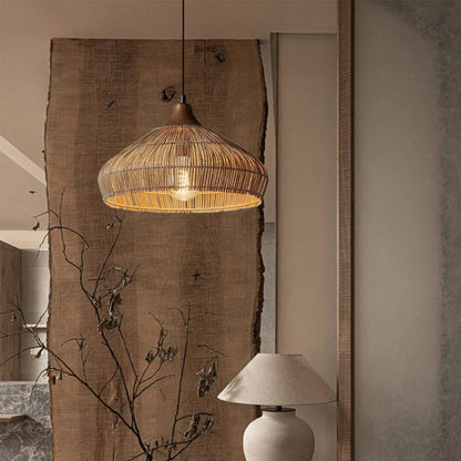 Hand-Woven Rattan Coastal Dome Lamp