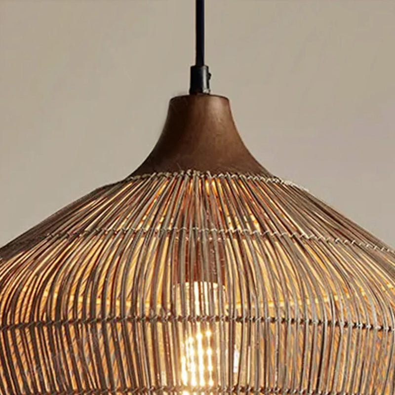 Hand-Woven Rattan Coastal Dome Lamp