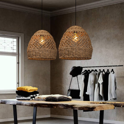 Seagrass Open Lattice Dome Pendant