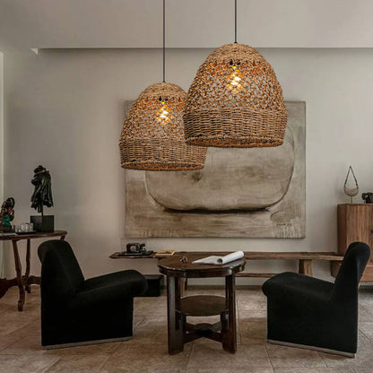 Seagrass Open Lattice Dome Pendant