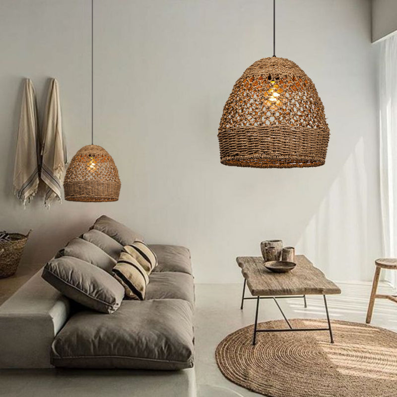 Seagrass Open Lattice Dome Pendant