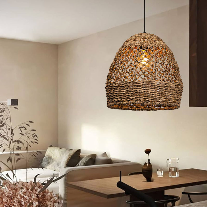 Seagrass Open Lattice Dome Pendant