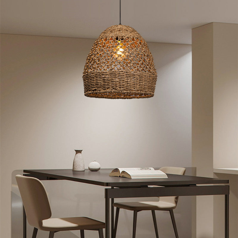 Seagrass Open Lattice Dome Pendant