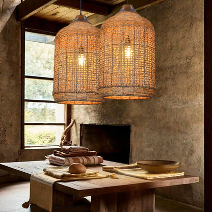 Oversize Rattan Cage Pendant Light