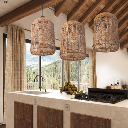 Oversize Rattan Cage Pendant Light
