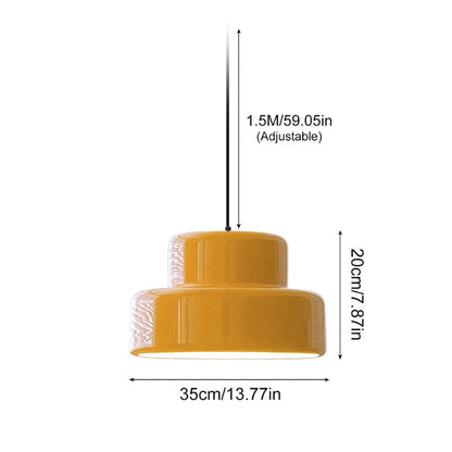 Orange Brushed Metal Cylinder Pendant