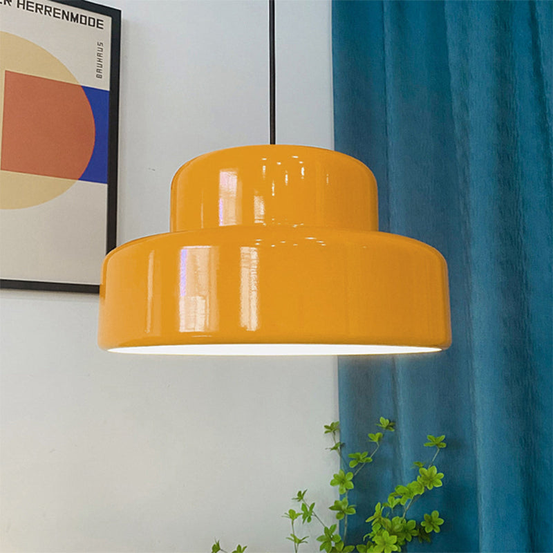 Orange Brushed Metal Cylinder Pendant