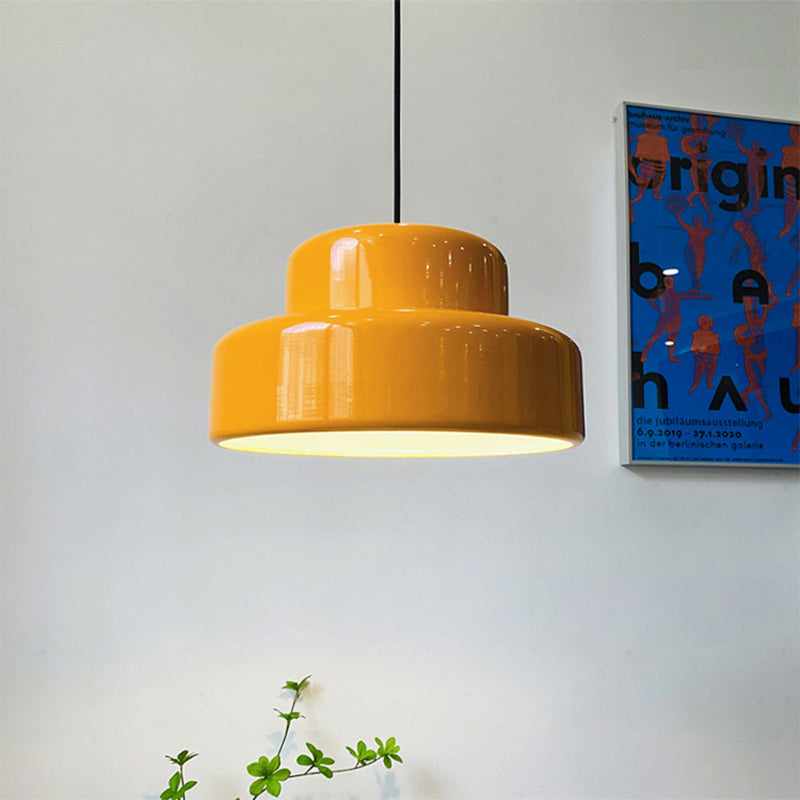 Orange Brushed Metal Cylinder Pendant