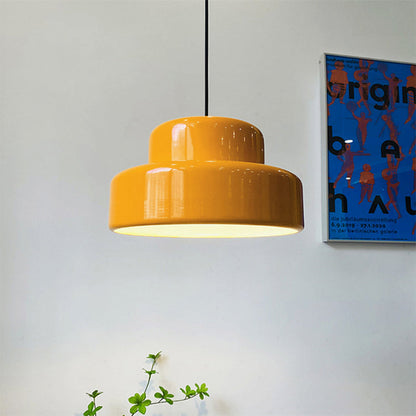 Orange Brushed Metal Cylinder Pendant