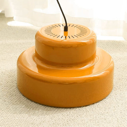 Orange Brushed Metal Cylinder Pendant
