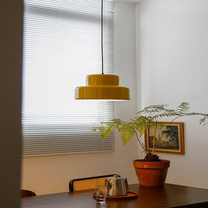 Orange Brushed Metal Cylinder Pendant