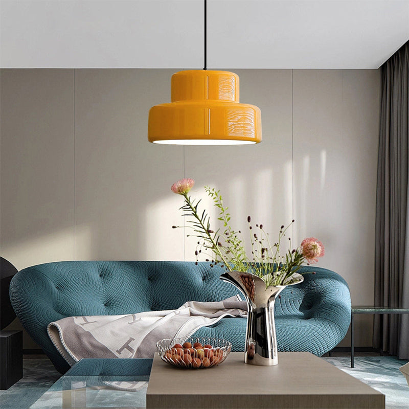 Orange Brushed Metal Cylinder Pendant