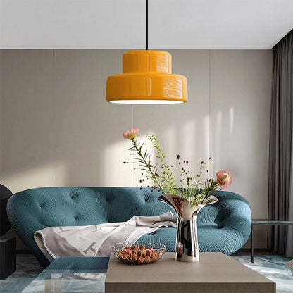 Orange Brushed Metal Cylinder Pendant
