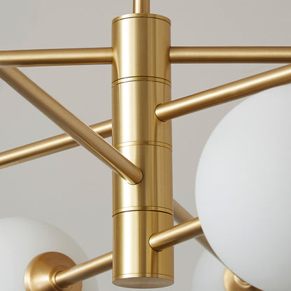 Gold Sputnik Chandelier with Milk Glass Globes
