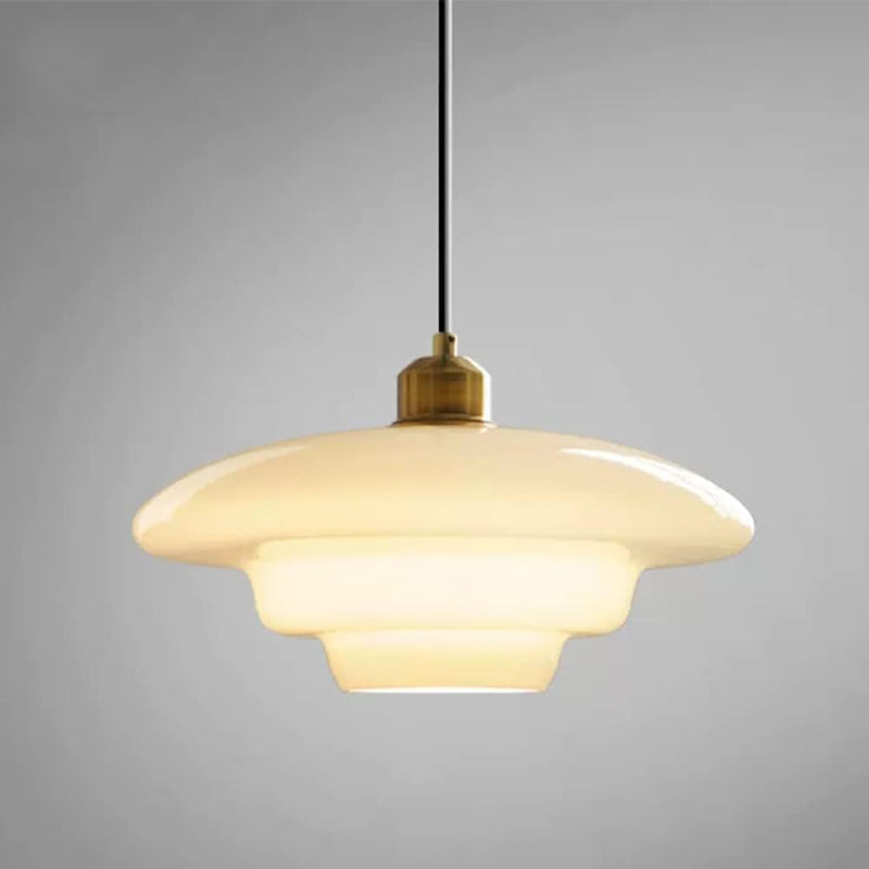 Mid-Century Opal Glass Mushroom Pendant
